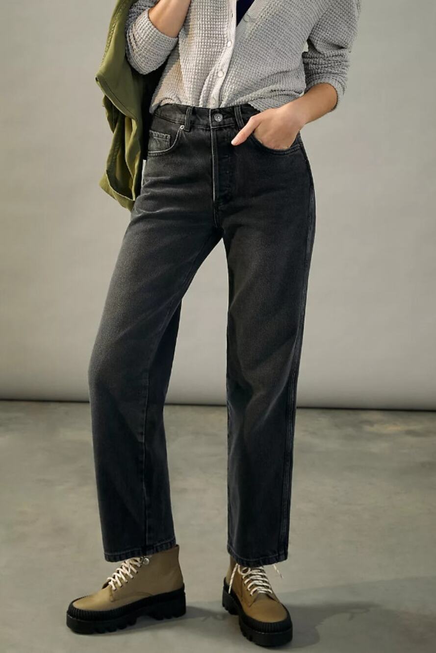 Boyish The Timmy Ultra High-Rise Straight Jeans Womens 29 Black Denim Ankle